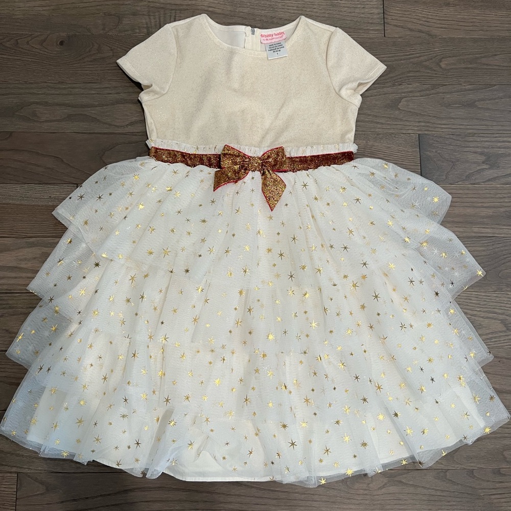 American girl holiday dress-size 7 with matching bitty baby dress